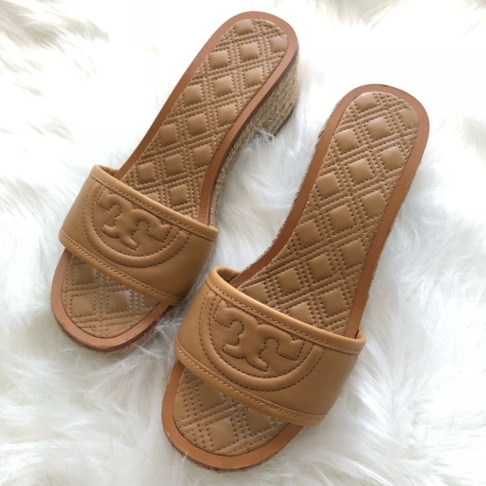 Tory Burch WW Fleming Espadrille Platform Slides